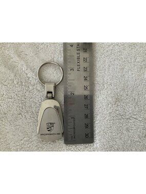 PREMIUM PORCHE Branded CAR KEYCHAIN Park Place Tag Roadside Silver Metal